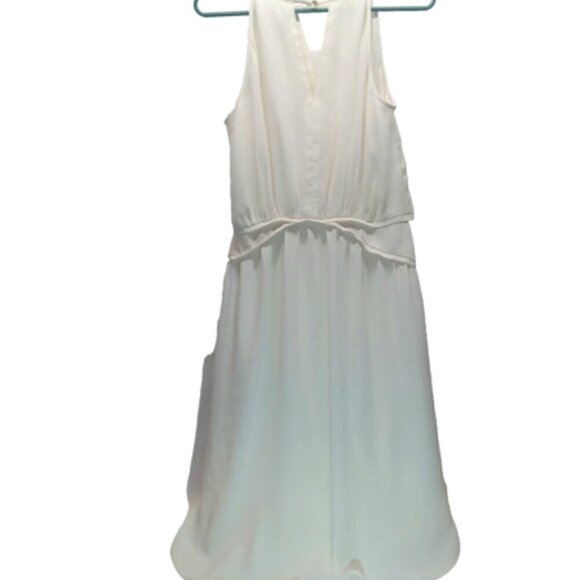 Banana Republic Ladies Size 8 Ivory Chiffon Draped Sleeveless Dress Sheer GUC - Picture 7 of 11
